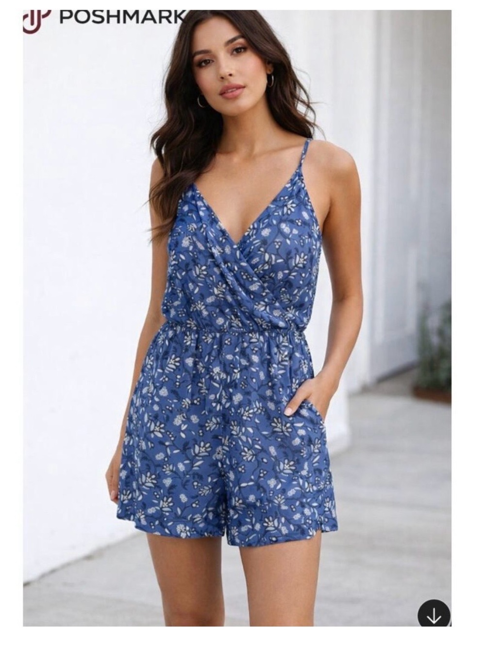 Loft Blue/purple floral romper size XL NWT